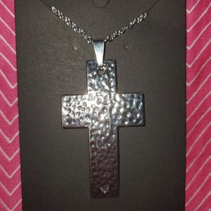 Hammered Metal Cross Necklace