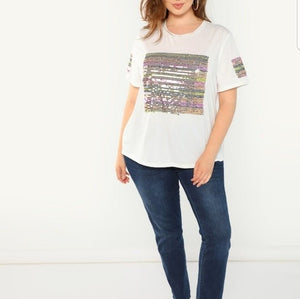 Plus Size Sequin Embellished Tee - Sparkle by Melanie Boutique