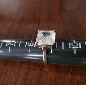 Large Clear CZ Square Ring Sz 8.75
