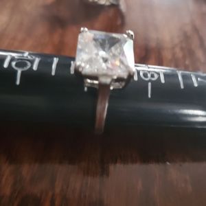 Large Clear CZ Square Ring Sz 8.75