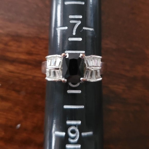 Cz Black and Clear Ring Sz 7.75