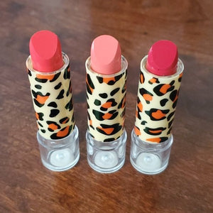 NWT Leopard Red Pink Lipstick three pc Set