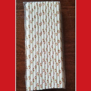 Paper Straws Set of 25 cherry print - Sparkle by Melanie Boutique
