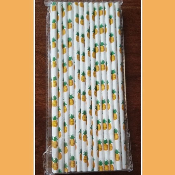 Paper Straws Set of 25 Pineapple printed - Sparkle by Melanie Boutique
