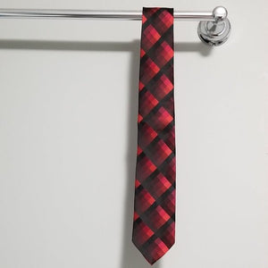Men's Red and Black Plaid Tie - Sparkle by Melanie Boutique