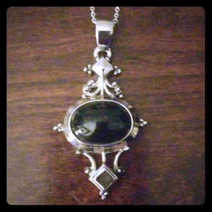 Vintage Black and Silver Pendant Necklace - Sparkle by Melanie Boutique