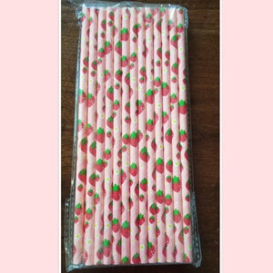 Paper Straws Set of 25 strawberry printed - Sparkle by Melanie Boutique