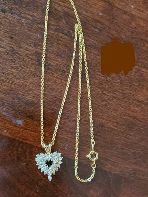 Vintage Rhinestone Heart Necklace