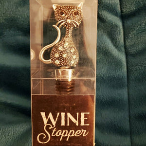 Wine Stopper- Silver Rhinestone Cat
