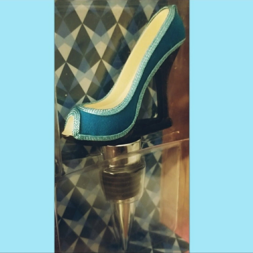 Wine Stopper- Blue High Heel