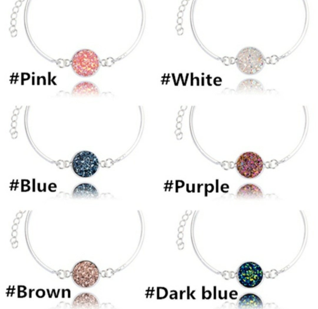 Sparkly Druzy Silver Plated Bracelet *4 colors available*