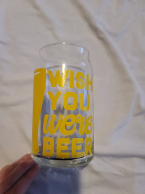 16oz Glass Can/Jar for Drinks - Beer print