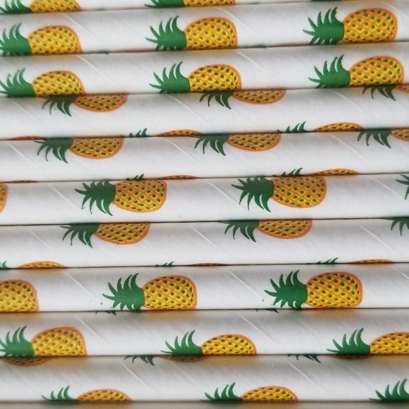 Paper Straws Set of 25 Pineapple printed - Sparkle by Melanie Boutique