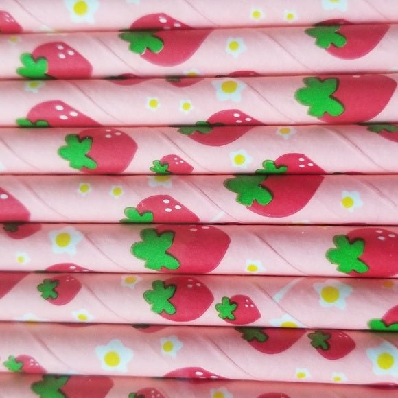 Paper Straws Set of 25 strawberry printed - Sparkle by Melanie Boutique