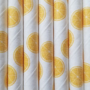 Paper Straws Set of 25 orange citrus printed - Sparkle by Melanie Boutique