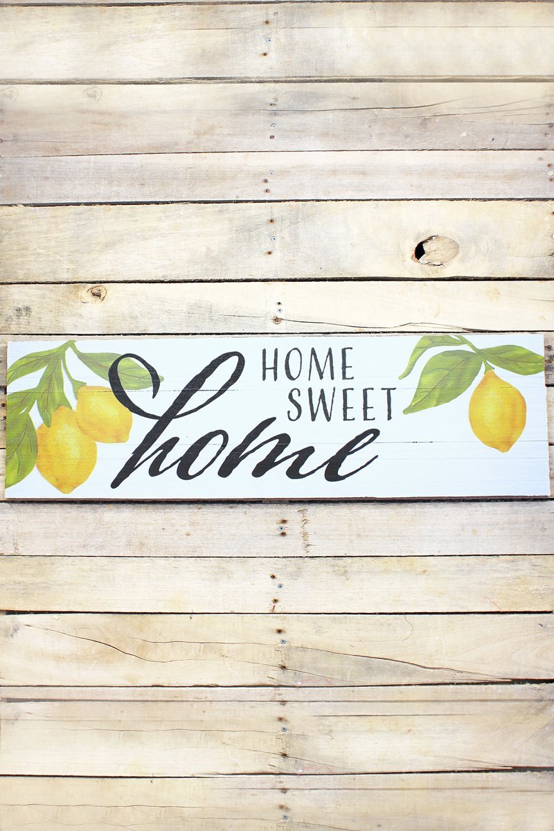 Giant Wooden 10.5 x 36 Home Sweet Home Lemon Wall Plank
