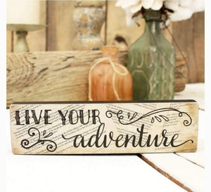 Live Your Adventure Wood Sign - Sparkle by Melanie Boutique