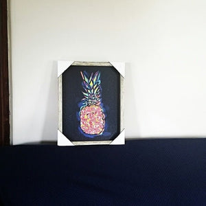 Neon Hand-Painted Pineapple Canvas Art Home Decor - Sparkle by Melanie Boutique