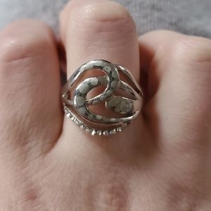 Silver Swirl Statement Ring Sz 7.5