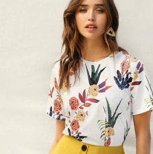 Colorful Floral Dragonfly Tee