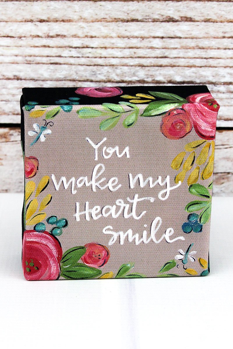 4x4 Make My Heart Smile Canvas Sign