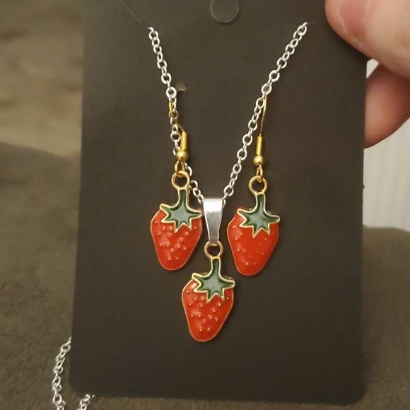 Strawberry Earring & Necklace Set