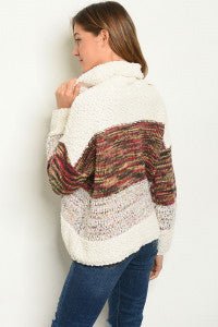 Autumn Leaves Multi Ivory Chunky Sweater - Sparkle by Melanie Boutique