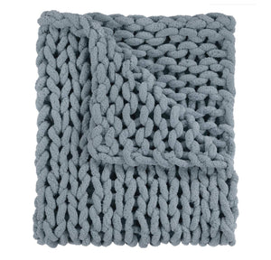Seaside Blue/Gray Chenille Chunky Knit Throw